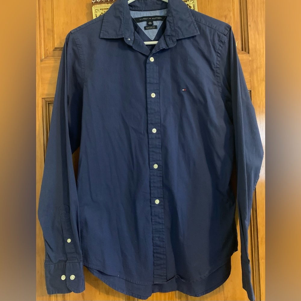 Men Dress shirt by Tommy Hilfiger Size XS in Navy Blue